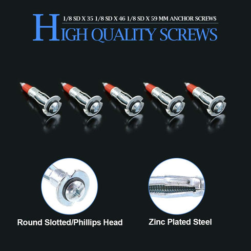 Glarks 60Pcs Heavy Duty Zinc Plated Steel Molly Bolt Drive Wall Anchor Screws Set, 1/8 inch 35MM (1/8SDx35MM)
