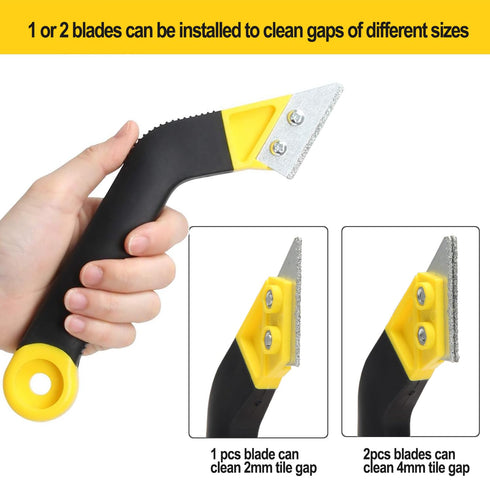 Grout Removal Tool - Angled Design Grout Hand Saw with 6 Extra Replacement Blades for Tile Cleaning
