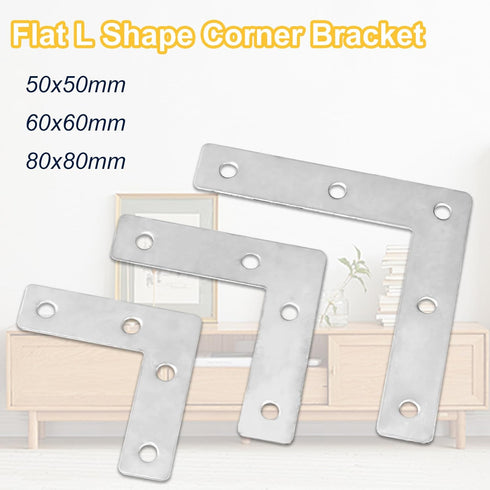 10Pcs Shelves,3.15x3.15 inch Flat L Shape Bracket Corner Brace Stainless Steel Right Angle Corner Brace Repair Mending