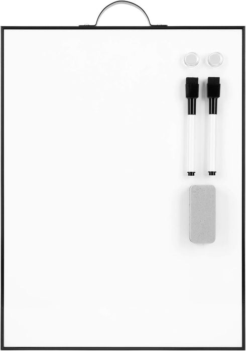 TSJ OFFICE Small White Board, 16" X 12", Portable Black Aluminum Framed Magnetic Dry Erase Board with Handle, to Do