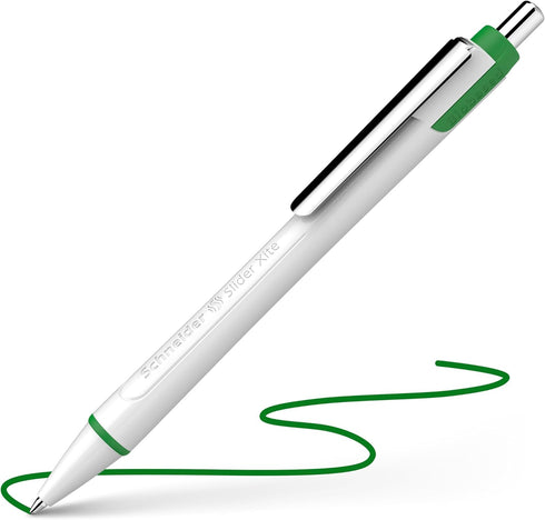Schneider Slider Xite XB (Extra Broad) Ballpoint Pen, Refillable + Retractable, 1.4 mm, White Barrel w/Blue Accents,