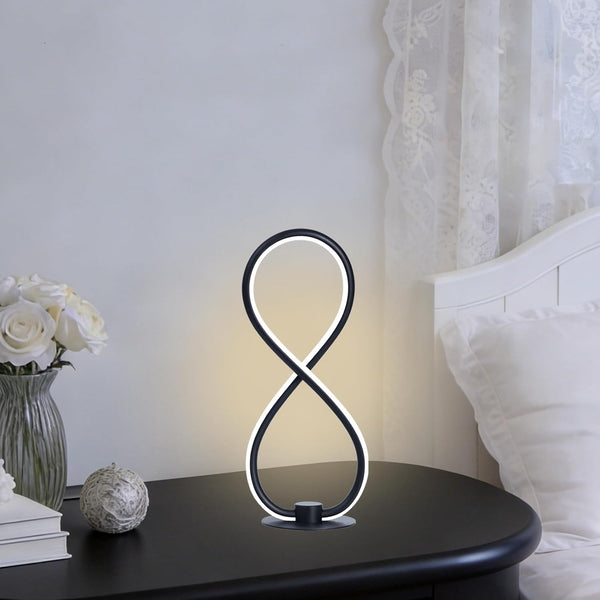SendaLife Modern Desk Table Lamp,3CCT 2700K/4000K/6500K Stepless Dimmable Bedside Lamp with USB Adapter,Black