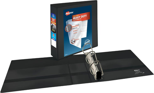 Avery Heavy-Duty View 3 Ring Binder, 3 Inch One Touch Slant Rings, 3.5" Spine, 1 Black Binder (79100) by AVERY