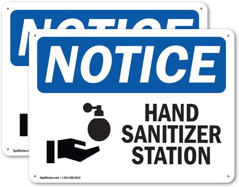 (2 Pack) Hand Sanitizer Station OSHA Notice Sign 14 Inch X 10
