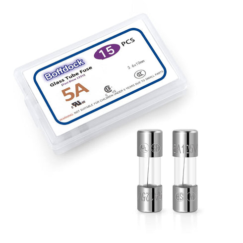 Boffdock 0.14 0.39 F5AL125V 5A 110V 125V 15 Strand(F5A) x Xmax Mini Fuse- UL Listed PCS Christmas Lights Fuse Quick