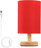 YYZZH Red Table Lamp with Wood Base Fabric Lamp Shade Bedside Nightstand Desk