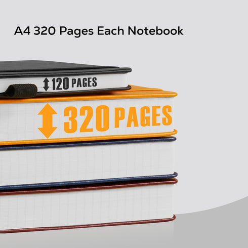 Notebooks College Ruled, A4 (8.5 x 11) Large Journal with 100GSM Lined Paper, 320 Pages, Hardcover Leather, Black