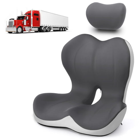 GKTKG Truck Seat Cushion and Headrest 2-in-1 Set for Truck Driver, Lumbar Support