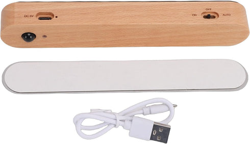 Fockety Motion Sensor Light, Wooden Under Cabinet Light Rechargeable LED Wall Night Motion Activated Night for Bedroom