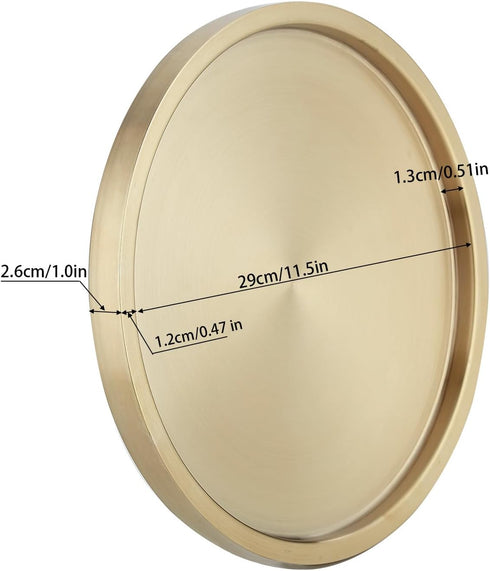 12.5",Double Stainless Steel Round Bar Serving Tray Wall,Ideal Coffee Table, Decorative,Rotisserie Plate, Tea