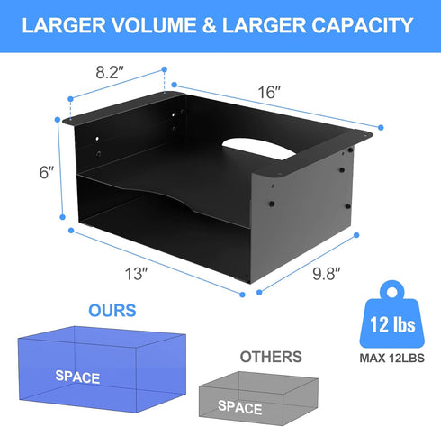 GOME Under Desk Storage Metal Shelf, Double Layer Adjustable Tray Organizer for Office Desks