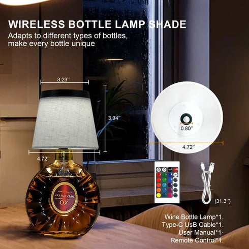 Dimmable(RGB 1pc) Wireless Bottle Lamp,Small Bedside Table Lamp,RGB LED Bottle Light with Remote White Black