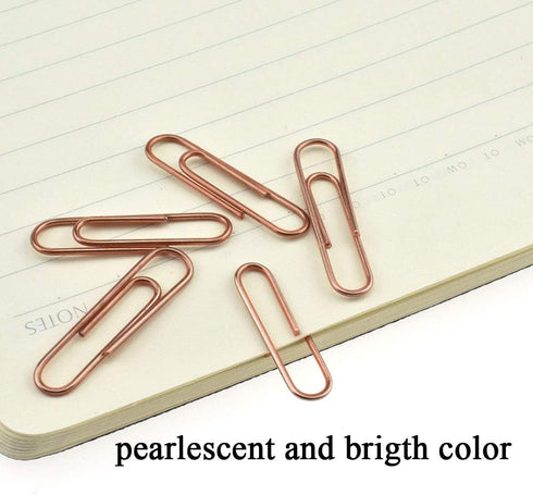 HAHIYO Rose Gold Paper Clips - 1.3" (33mm) Length, Vinyl Coated, 120 Pack for Home Office School