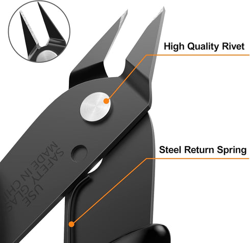 BOENFU Black Precision Wire Cutter, Jewelry Zip Tie Cutters, Flush Cutters, Nippers, Small Side Cutting Pliers, 1-Pack