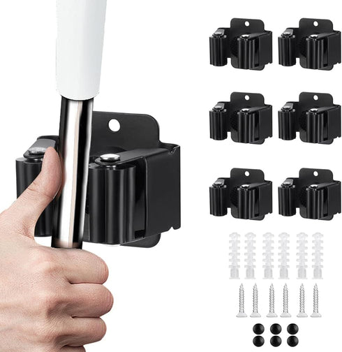 JAMEND CLXP 6PCS Broom and Mop Holder, Heavy Duty Garden Tool Organizer Rack Rake