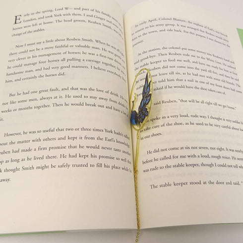 yueton Peacock Metal Bookmarks, 24K Gold Plated Brass Page Marker with Metal Pendant