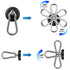Magnetic Hooks 100lbs, Black Magnet Hooks with Swiveling Carabiner for Hanging, Strong Neodymium Magnet