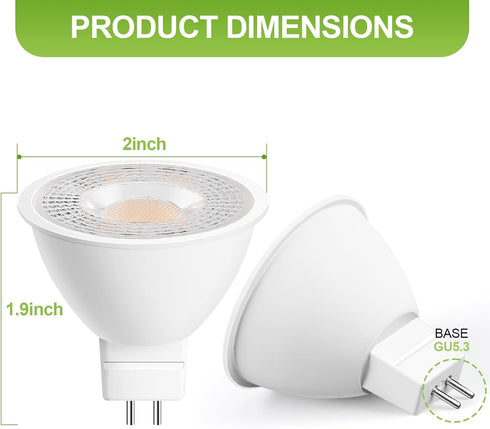 SETEN 6 Pack MR16 Bulb, GU5.3 5W (50W 5000K 450 38 12-24V Non-Dimmable LED Bi-Pin Base, Equivalent) Daylight, Lumens