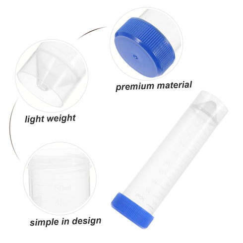 50 pcs Centrifuge Tubes with Screw Caps - Graduated Non Pyrogenic RNase Plastic Laboratory Test Tubes