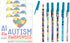 Autism Awareness Pens and Sticky Note Pads, 12 Piece Bundle (Autism Sticky Notes Style 1)