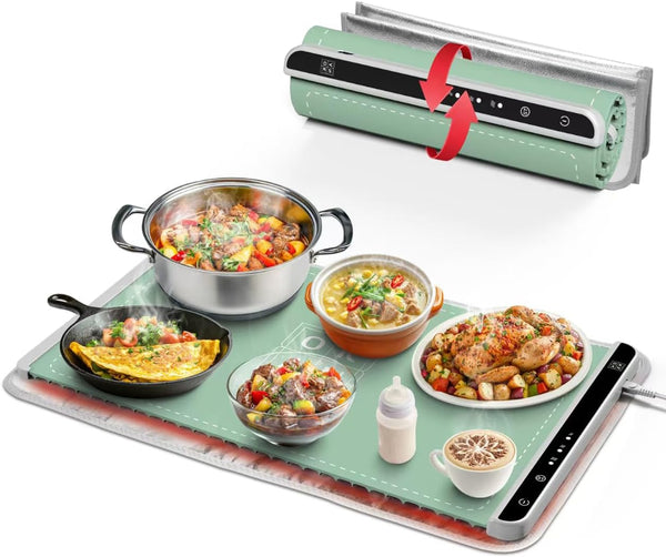 Okan Silicone Electric Food Warming Tray, Fast Full Surface Heating with Timer,