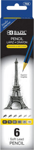 BAZIC Drawing Sketching Pencil Set, Professional Graphite Kit, HB 2B 4B 6B 7B 8B, 6/Pack