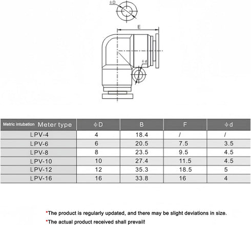 Pneumatic Connectors, 8mm Push in Elbow Connectors for Water Hose Quick Connect, 10 PCS