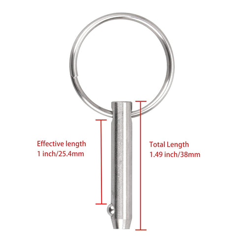 Quick Release Pin Bimini Top Pin, 0.25 Inch Diameter, 1.49 Inch Total Length, 316 Stainless Steel for Boat Bimini Top