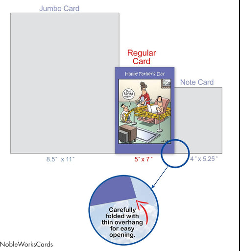 NobleWorks Father's Day Greeting Card, 5 x 7 Inch Envelope, Dad Dad Farted Again, 1 Card