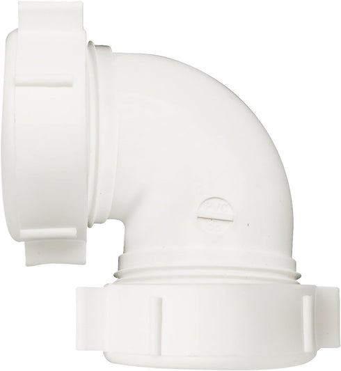 Plumb Pak PP55-5W Sink Drain Pipe Elbow with Reducing Washer, 90 Deg, 1-1/2 in, Plastic