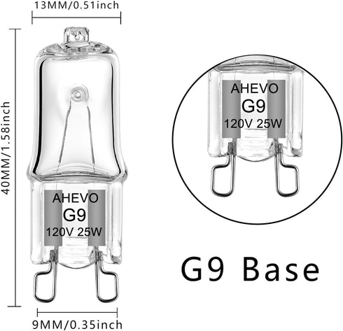 AHEVO G9 Bulb 120V 25W T4 2 Bulb Bulbs,Chandeliers, Dimmable,2700K (6 Pack) Halogen JCD Type Pin Base Light Replacement