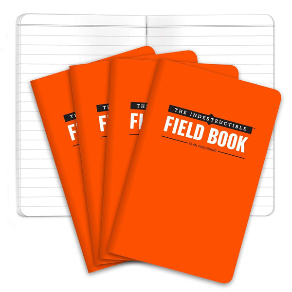 Elan Publishing Company Field Notebook, Indestructible 3.5 by 5.5 in, Orange, Pack of 4