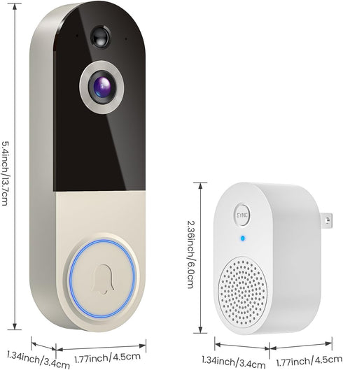 NexoSora 1080p 2-Way 2.4Ghz Wireless Doorbell Camera with Receiver, AI Human Detection, Audio, Night Vision, Cloud