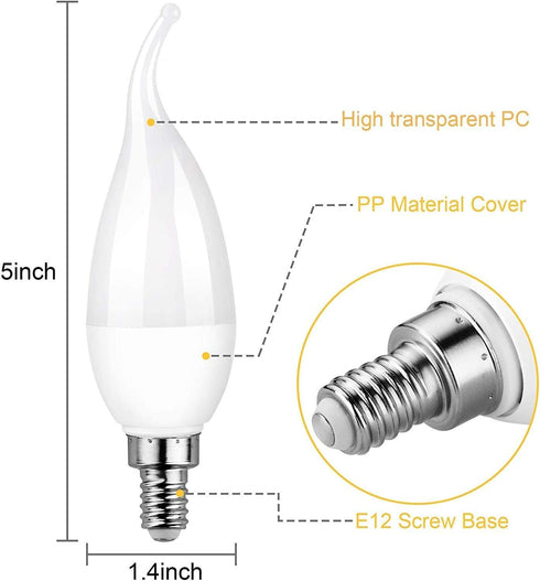 E12 Flame Bulbs 8 Packs, 3 Mode LED Candelabra Flame Light Bulb 2.0 Watt Warm White Chandelier Flame Bulbs,1800k Candle Light Bulbs, Flame Tip for Christmas Party Decorations by OHLGT
