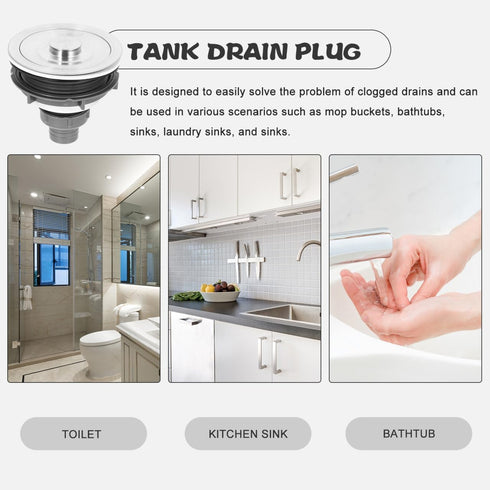 Healeved Universal Bathtub Drain Stopper Shower Drain Hair Catcher with Stainless Steel Plug and Hair Catcher Easy