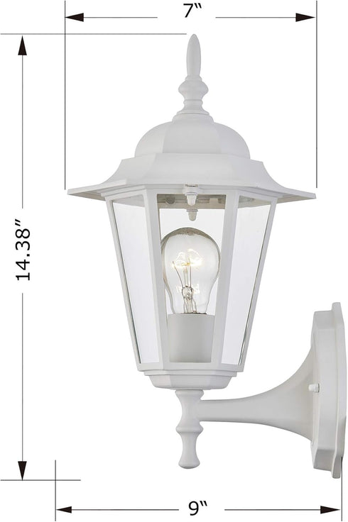 E26 60W Bulbs WISBEAM White Outdoor Wall Lantern, Outdoor Wall Sconce for House Porch Lighting Fixture, Base Max, Metal