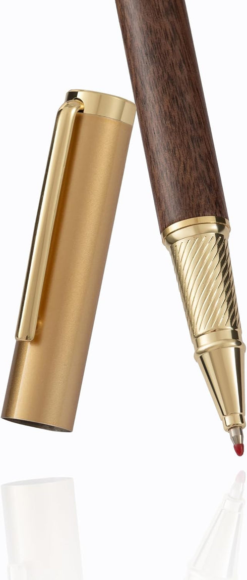 Set Set Luxury Wooden and Metal Rollerball Pen with Spare Gel Ink Refill,Rosewood,White Oak,Walnut Wood Signature