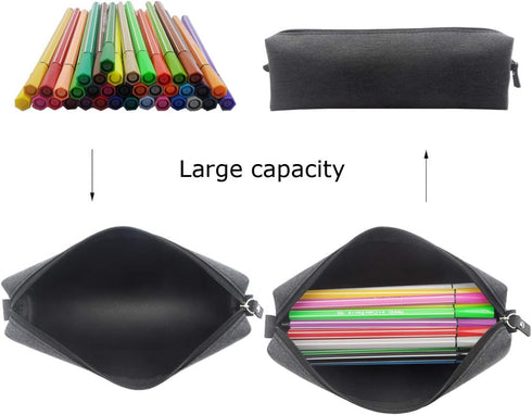 Enyuwlcm Stylish Simple Waterproof Pencil Bag, Small Square Fabric Pencil Case Black and Gray 2 Pack