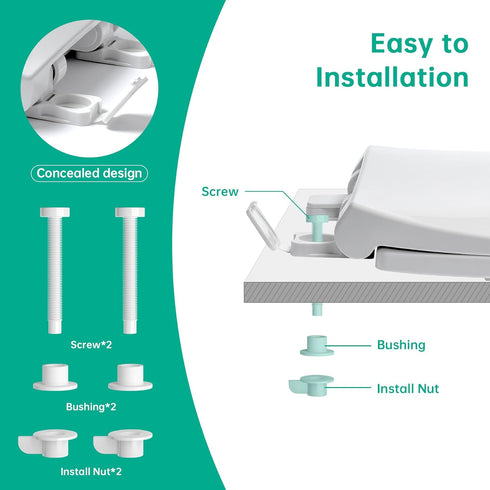 2 Pack, 18.5"L 14"W Toilet Seat Elongated Toilet Seats with Cover Quiet Close, Never Loosen Bumpers, Easy Removing