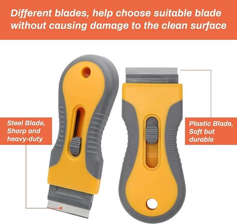 SRTXJUZD 20pcs Razor Blade Scrape with Extra Blades, Scraper Tool, Razor Blade Retractable, Paint Stripping Tool, Hob
