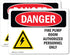 (2 Pack) OSHA Danger Sign Fire Pump Room Authorized 14 Inch X 10 Inch Vinyl Label Decal Sticker