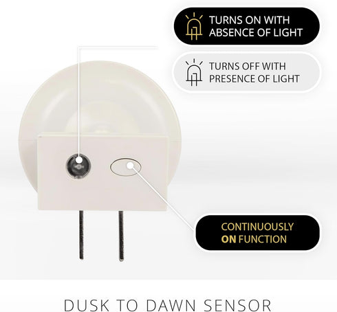 Luminara Flameless Candle Nightlight w/Dusk to Dawn Light Dark Auto Sensor, White Wall Plug Indoor Night LED Light