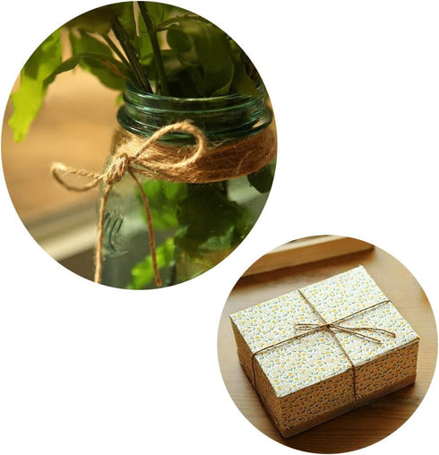 328 Feet Natural Jute Twine - 3 Ply Gift Wrapping String for DIY Crafts and Gardening Applications