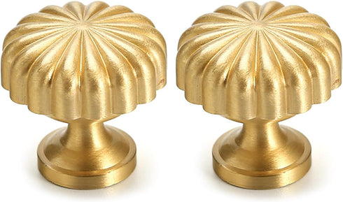 COOLHOOD 2Pcs Drawer Pulls Brass Dressers Knob Cupboard Handle Modern Furniture Handle Round Stripe Bedside Cabinet
