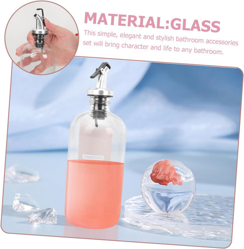 Set Elegant Glass Mouthwash Dispenser for Home Use