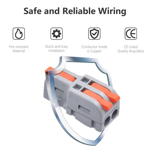 20Pcs Lever Wire Connectors, 1 in 2 Out DIY Mini Splicing Compact Splitter Docking Terminal Block 24-12 AWG