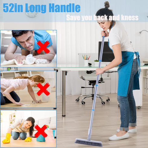 Grout Brush with Long Handle, Heavy Duty Cleaner Brush for Tile Floors and Shower, Swivel Stiff Bristles