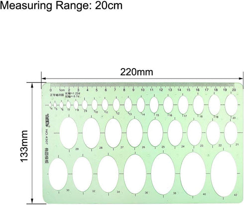 uxcell Geometric Drawing Template, Oval Style Measuring Ruler 20cm for Engineering Drafting