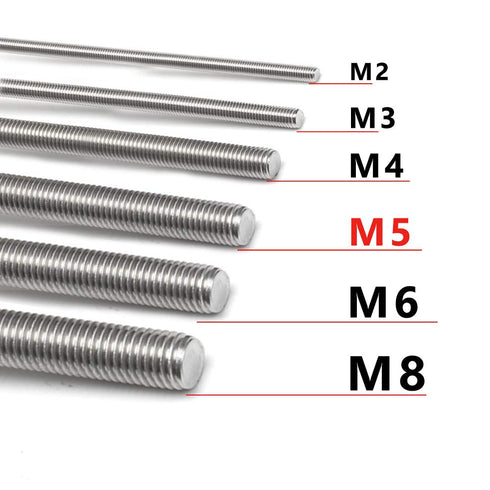 Feelers 304 Stainless Steel M5-0.8 Fully All Threaded Rod, Long Threaded Screw, Right Hand Threads, 250mm Length?Pack