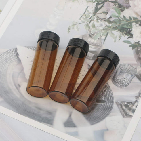 JIUWU 24 Pack 30ml (1 Oz) Brown Glass Sample Vials, Liquid Bottles with Screwcap for Travel